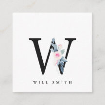 BLUSH BLUE BLUE FLORAL ALPHABETS NAME LETTER W