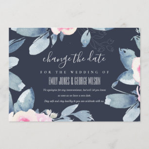 BLUSH BLUE BLUE FLORAL WEDD ÄNDERN DAS DATUM EINLADUNG