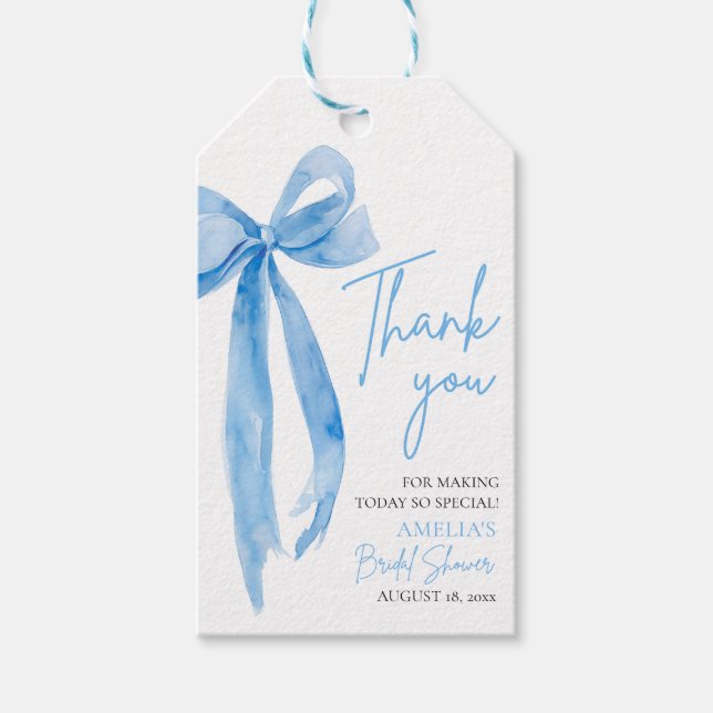 Blush Blue Bow Sie bindet das Brautparty des Knote Geschenkanhänger (Vorderseite)