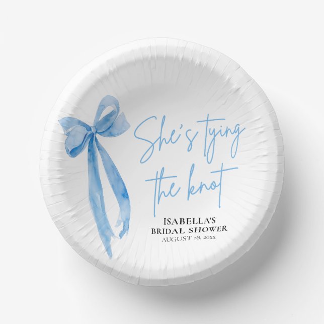 Blush Blue Bow Sie bindet das Brautparty des Knote Pappteller (Vorderseite)