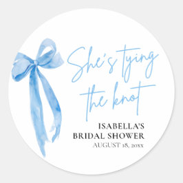 Blush Blue Bow Sie bindet das Brautparty des Knote Runder Aufkleber