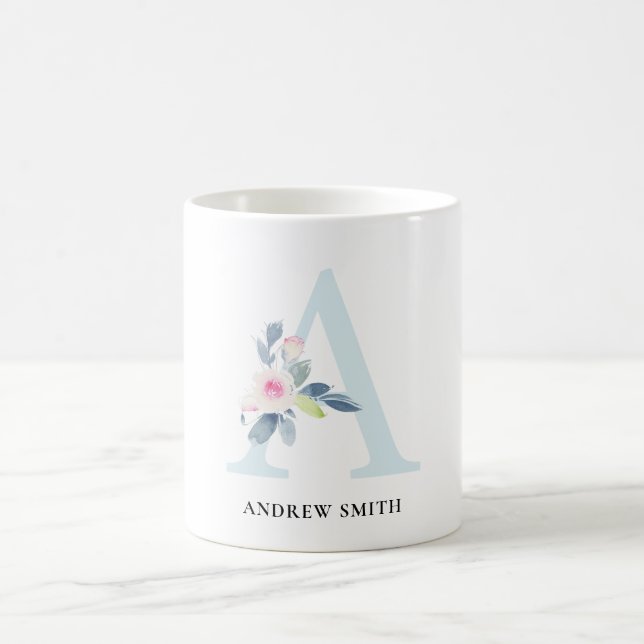 BLUSH BLUE FLORAL ALPHABETS NAME LETTER A KAFFEETASSE (Mittel)