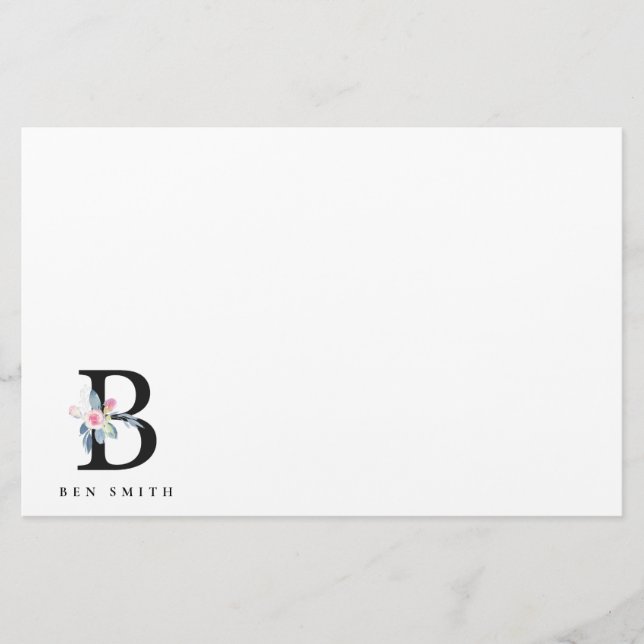 BLUSH BLUE FLORAL ALPHABETS NAME LETTER B BRIEFPAPIER (Vorderseite)