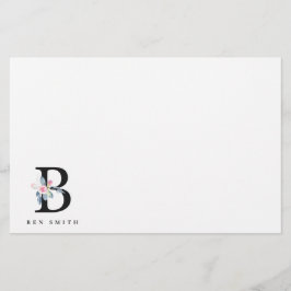 BLUSH BLUE FLORAL ALPHABETS NAME LETTER B BRIEFPAPIER