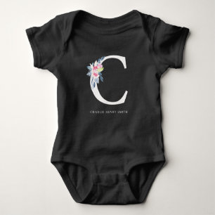 BLUSH BLUE FLORAL ALPHABETS NAME LETTER C BABY STRAMPLER