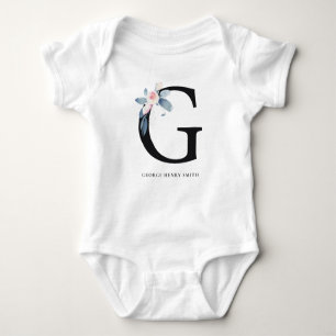 BLUSH BLUE FLORAL ALPHABETS NAME LETTER G BABY STRAMPLER