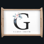BLUSH BLUE FLORAL ALPHABETS NAME LETTER G SERVIERTABLETT<br><div class="desc">Wenn Sie weitere Anpassungen benötigen,  schreiben Sie mir bitte an yellowfebstudio@gmail.com.</div>