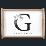 BLUSH BLUE FLORAL ALPHABETS NAME LETTER G SERVIERTABLETT<br><div class="desc">Wenn Sie weitere Anpassungen benötigen,  schreiben Sie mir bitte an yellowfebstudio@gmail.com.</div>