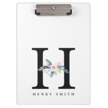 BLUSH BLUE FLORAL ALPHABETS NAME LETTER H