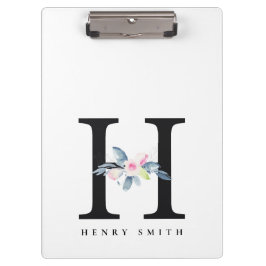 BLUSH BLUE FLORAL ALPHABETS NAME LETTER H KLEMMBRETT