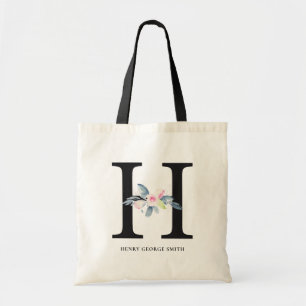 BLUSH BLUE FLORAL ALPHABETS NAME LETTER H TRAGETASCHE