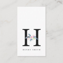 BLUSH BLUE FLORAL ALPHABETS NAME LETTER H VISITENKARTE