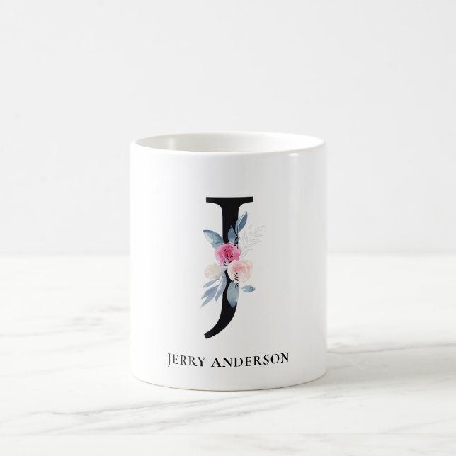 BLUSH BLUE FLORAL ALPHABETS NAME LETTER J KAFFEETASSE (Mittel)