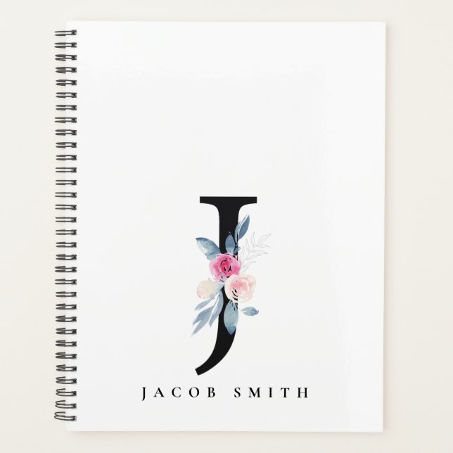 BLUSH BLUE FLORAL ALPHABETS NAME LETTER J PLANER (Vorderseite)