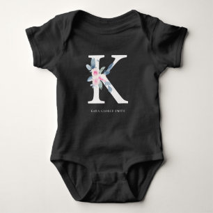 BLUSH BLUE FLORAL ALPHABETS NAME LETTER K BABY STRAMPLER