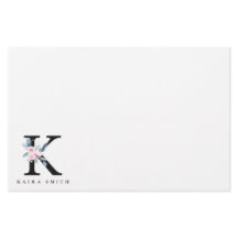 BLUSH BLUE FLORAL ALPHABETS NAME LETTER K