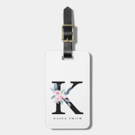 BLUSH BLUE FLORAL ALPHABETS NAME LETTER K GEPÄCKANHÄNGER