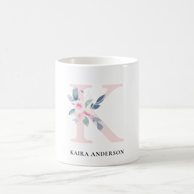 BLUSH BLUE FLORAL ALPHABETS NAME LETTER K KAFFEETASSE (Mittel)