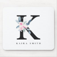 BLUSH BLUE FLORAL ALPHABETS NAME LETTER K