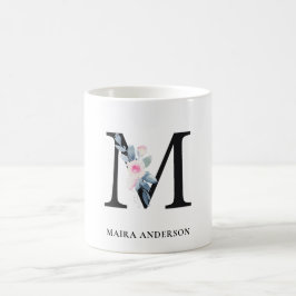 BLUSH BLUE FLORAL ALPHABETS NAME LETTER KAFFEETASSE