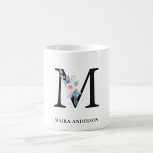 BLUSH BLUE FLORAL ALPHABETS NAME LETTER KAFFEETASSE