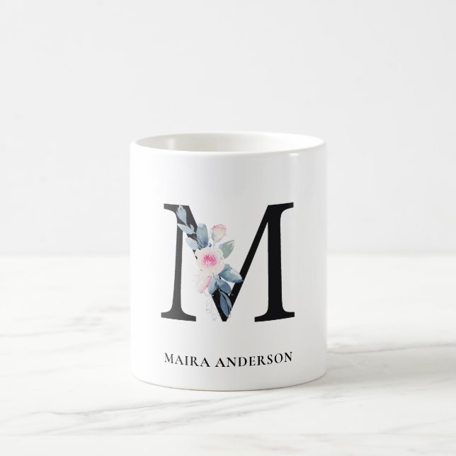 BLUSH BLUE FLORAL ALPHABETS NAME LETTER KAFFEETASSE (Mittel)