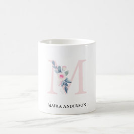 BLUSH BLUE FLORAL ALPHABETS NAME LETTER KAFFEETASSE