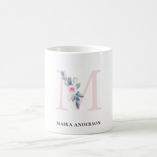 BLUSH BLUE FLORAL ALPHABETS NAME LETTER KAFFEETASSE (Mittel)