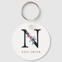 BLUSH BLUE FLORAL ALPHABETS NAME LETTER N