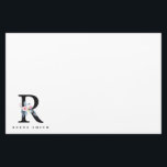 BLUSH BLUE FLORAL ALPHABETS NAME LETTER R BRIEFPAPIER<br><div class="desc">Wenn Sie weitere Anpassungen benötigen,  schreiben Sie mir bitte an yellowfebstudio@gmail.com.</div>