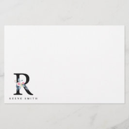 BLUSH BLUE FLORAL ALPHABETS NAME LETTER R BRIEFPAPIER
