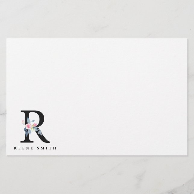 BLUSH BLUE FLORAL ALPHABETS NAME LETTER R BRIEFPAPIER (Vorderseite)