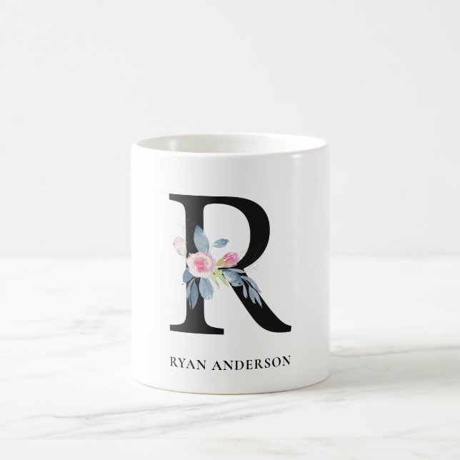 BLUSH BLUE FLORAL ALPHABETS NAME LETTER R KAFFEETASSE (Mittel)