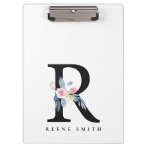 BLUSH BLUE FLORAL ALPHABETS NAME LETTER R