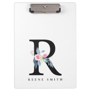 BLUSH BLUE FLORAL ALPHABETS NAME LETTER R KLEMMBRETT