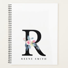 BLUSH BLUE FLORAL ALPHABETS NAME LETTER R PLANER