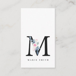 BLUSH BLUE FLORAL ALPHABETS NAME LETTER VISITENKARTE