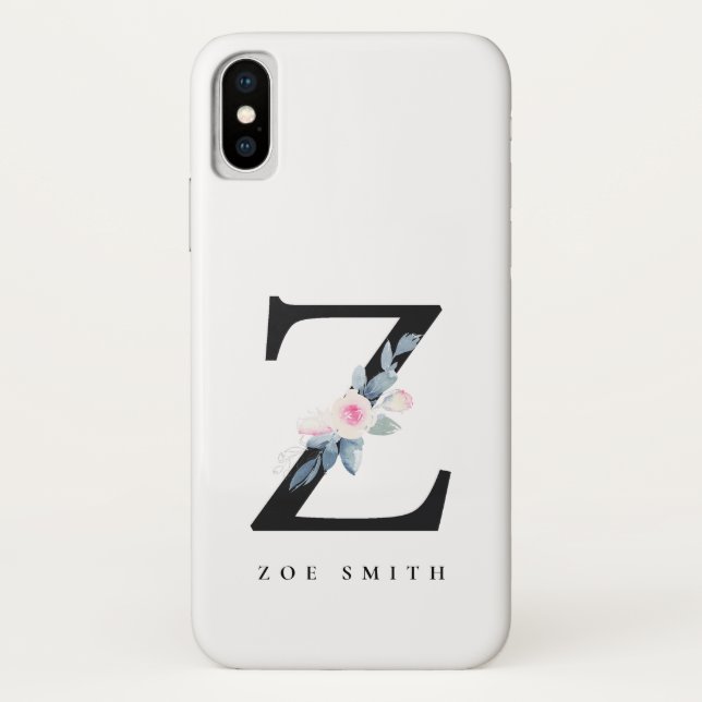 BLUSH BLUE FLORAL ALPHABETS NAME LETTER Z Case-Mate iPhone HÜLLE (Rückseite)