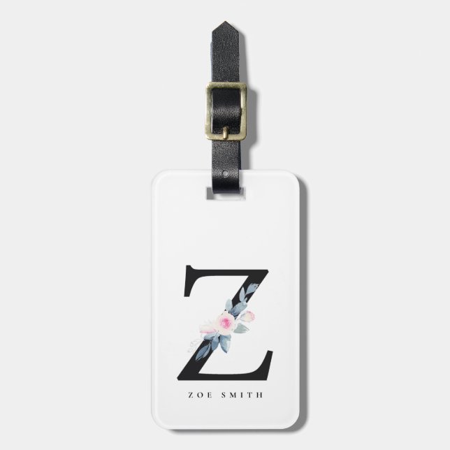 BLUSH BLUE FLORAL ALPHABETS NAME LETTER Z GEPÄCKANHÄNGER (Vorderseite vertikal)