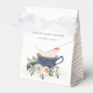 Blush Blue Floral gestapelte Teebeutel Babydusche Geschenkschachtel