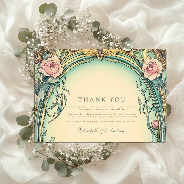 Blush Blue Garden Hochzeit Dankeskarte (Von Creator hochgeladen)