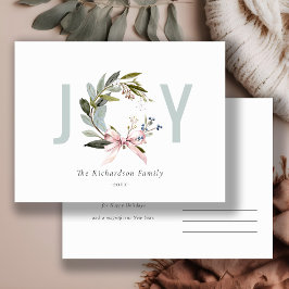 Blush Blue Green Winter Weihnachtsfeiertag Feiertagspostkarte