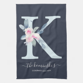 BLUSH BLUE NAVY FLORAL ALPHABETS SCHREIBEN K GESCHIRRTUCH