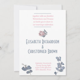 Blush Blue Pink Bläserblütenhochzeit Einladung