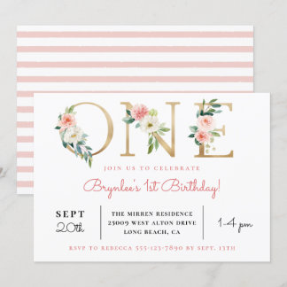 Blush Blues Golden ONE| Einladung zum 1. Geburtsta