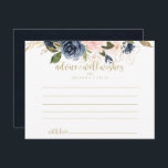 Blush-Blues-Hochzeit<br><div class="desc">Diese Hochzeitsratenkarte mit blühenden Blütengold ist perfekt für eine rustikale Hochzeit. Das Design ist in dunkelblau, blau, blau, navy, rosa, rot, goldfarben und grün. Die Blume sind in hellen Farbtönen gehalten. Diese Karten sind ideal für Hochzeiten, Brautparty, Babydusche, Graduiertenfest u.v.m. Personalisieren Sie die Karten mit den Namen der Braut und...</div>