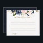 Blush-Blues-Hochzeit Postkarte<br><div class="desc">Diese Hochzeitsratenkarte mit blühenden Blütengold ist perfekt für eine rustikale Hochzeit. Das Design ist in dunkelblau, blau, blau, navy, rosa, rot, goldfarben und grün. Die Blume sind in hellen Farbtönen gehalten. Diese Karten sind ideal für Hochzeiten, Brautparty, Babydusche, Graduiertenfest u.v.m. Personalisieren Sie die Karten mit den Namen der Braut und...</div>