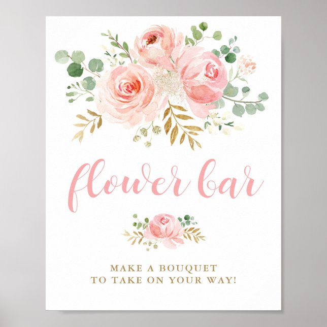 Blush Blume Bar Sign Poster (Vorne)