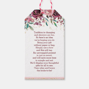 Blush Blume Gold Confetti Bridal Display Dusche Geschenkanhänger