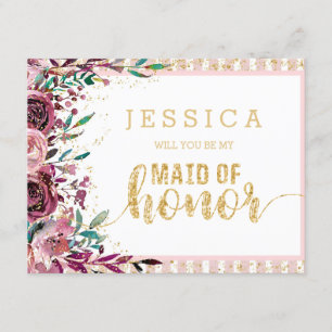 Blush Blume Gold werden Sie meine Trauzeugin sein Einladung